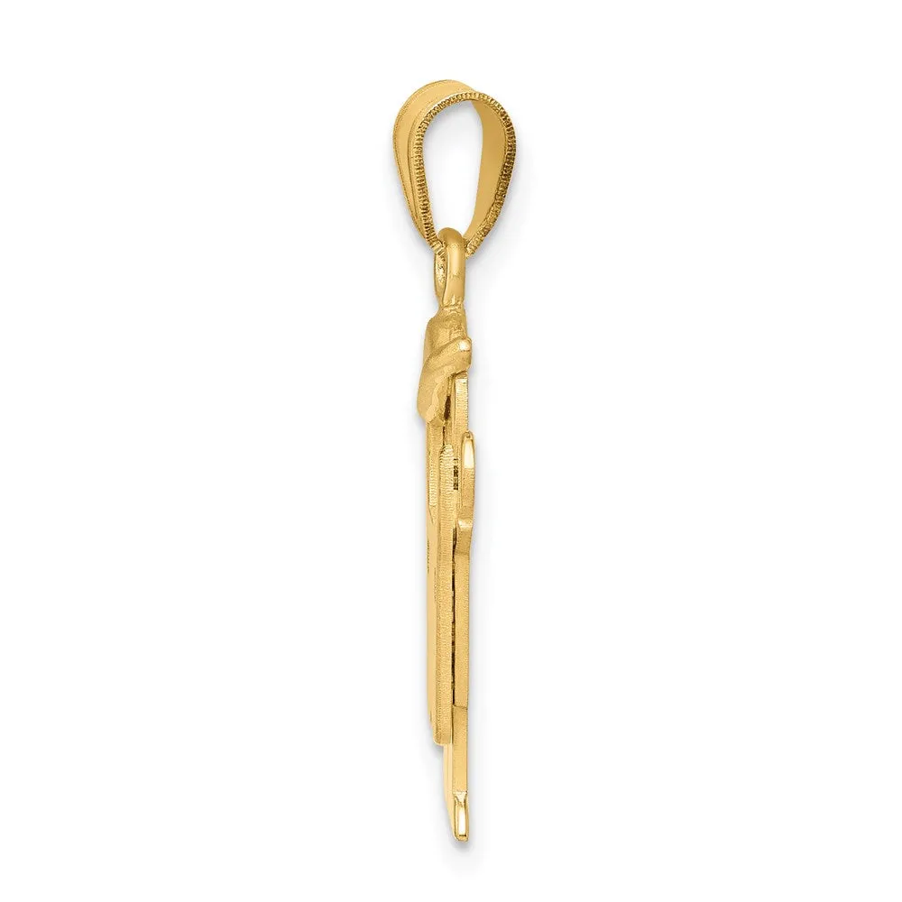 14k Yellow Gold Solid Engravable Boy in Overalls with Hat on Left Charm