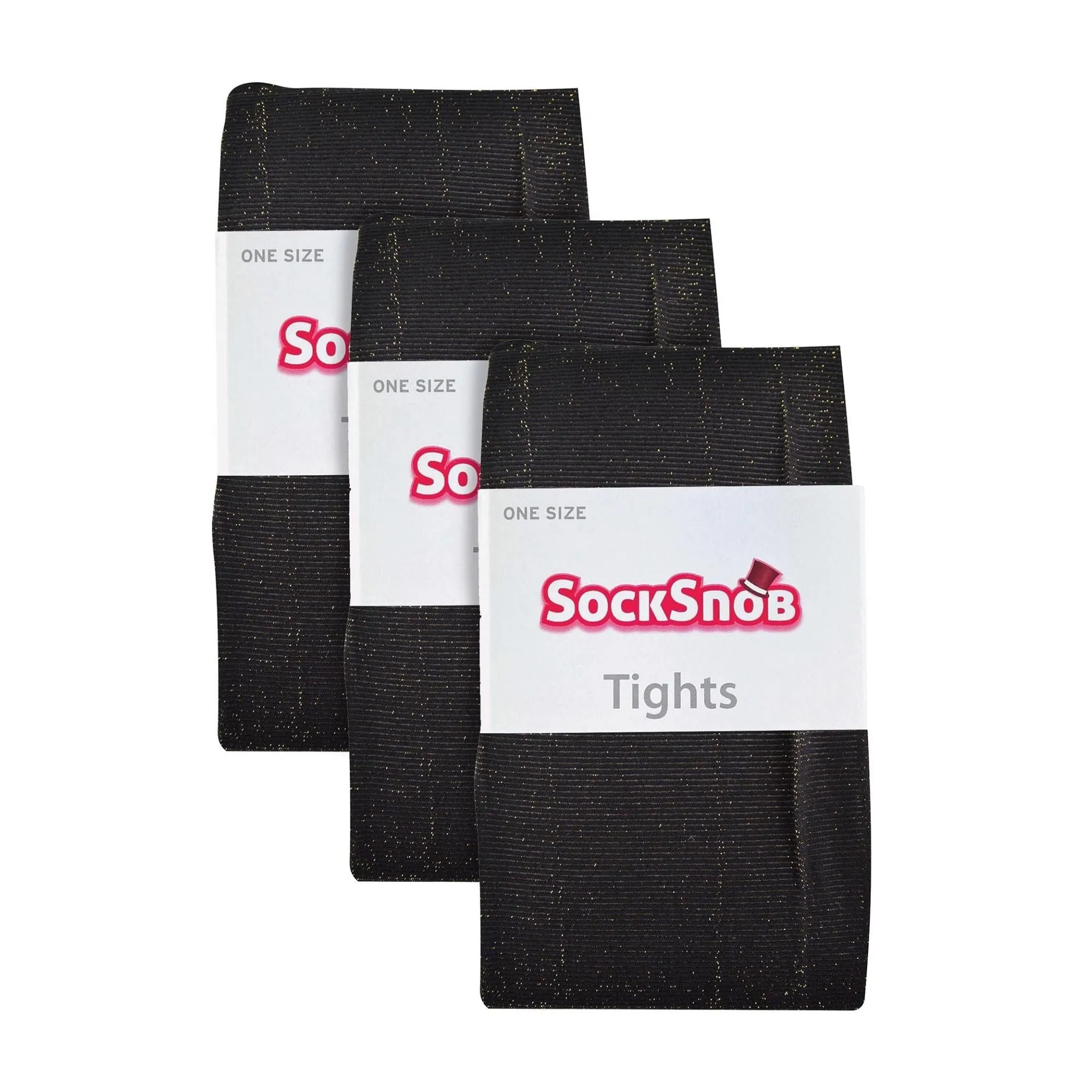 3 Pairs Glitter Ladies Tights: Sparkle Footed Shiny Stocking in Gold/Silver