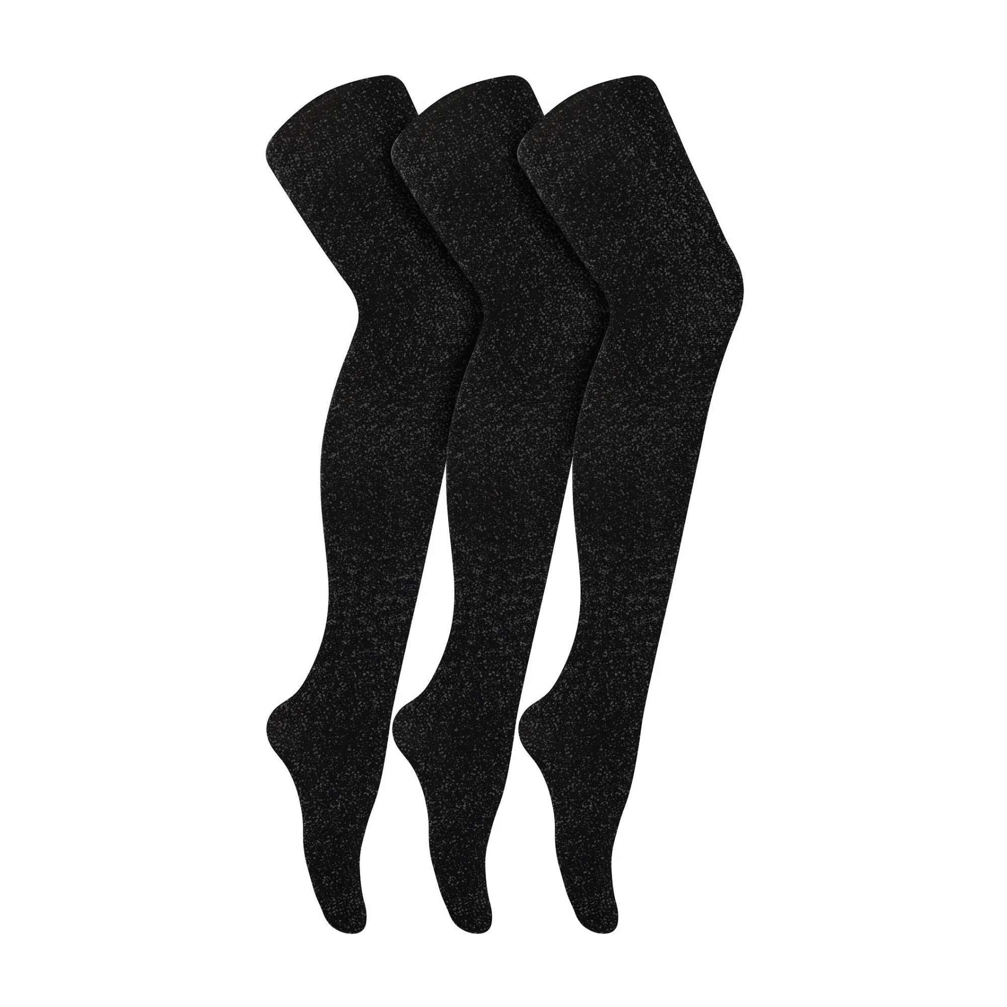 3 Pairs Glitter Ladies Tights: Sparkle Footed Shiny Stocking in Gold/Silver