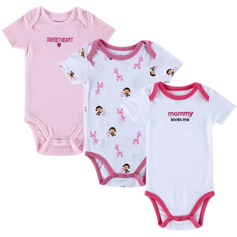 3 Pieces/lot Baby Romper Girl and Boy Short Sleeve Leopard Print Summer Clothing Set for born Next Jumpsuits & Rompers