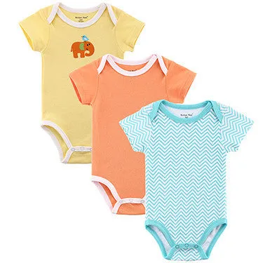 3 Pieces/lot Baby Romper Girl and Boy Short Sleeve Leopard Print Summer Clothing Set for born Next Jumpsuits & Rompers