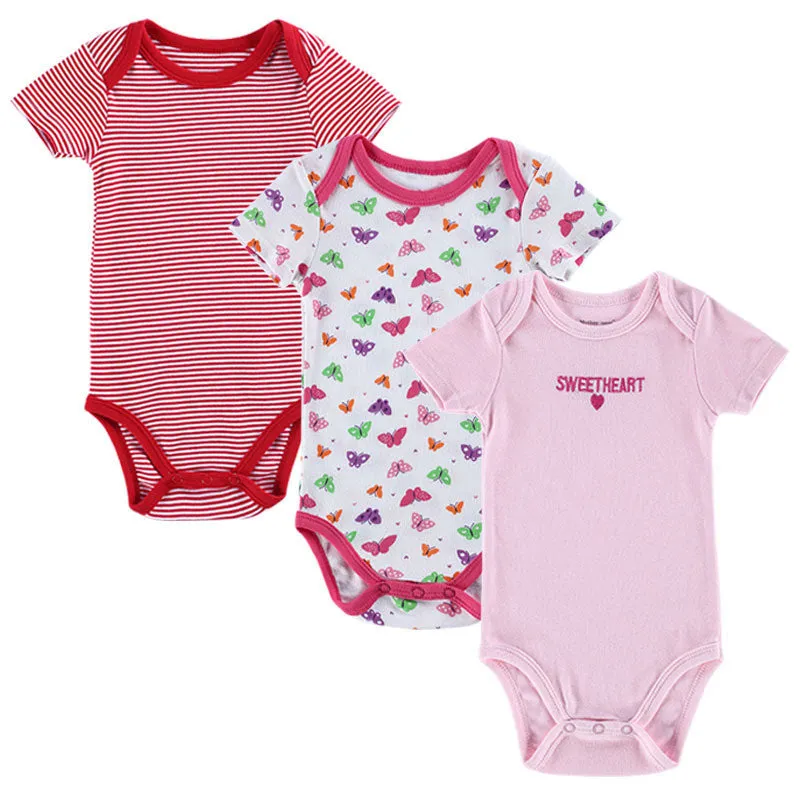 3 Pieces/lot Baby Romper Girl and Boy Short Sleeve Leopard Print Summer Clothing Set for born Next Jumpsuits & Rompers