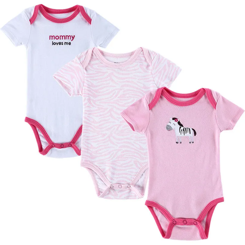 3 Pieces/lot Baby Romper Girl and Boy Short Sleeve Leopard Print Summer Clothing Set for born Next Jumpsuits & Rompers