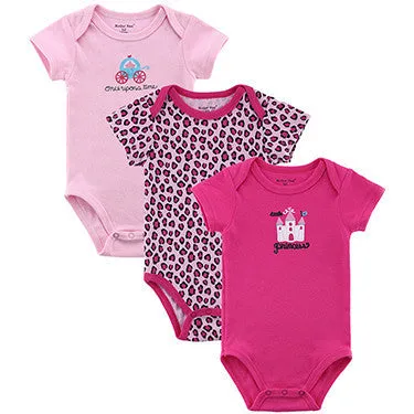 3 Pieces/lot Baby Romper Girl and Boy Short Sleeve Leopard Print Summer Clothing Set for born Next Jumpsuits & Rompers