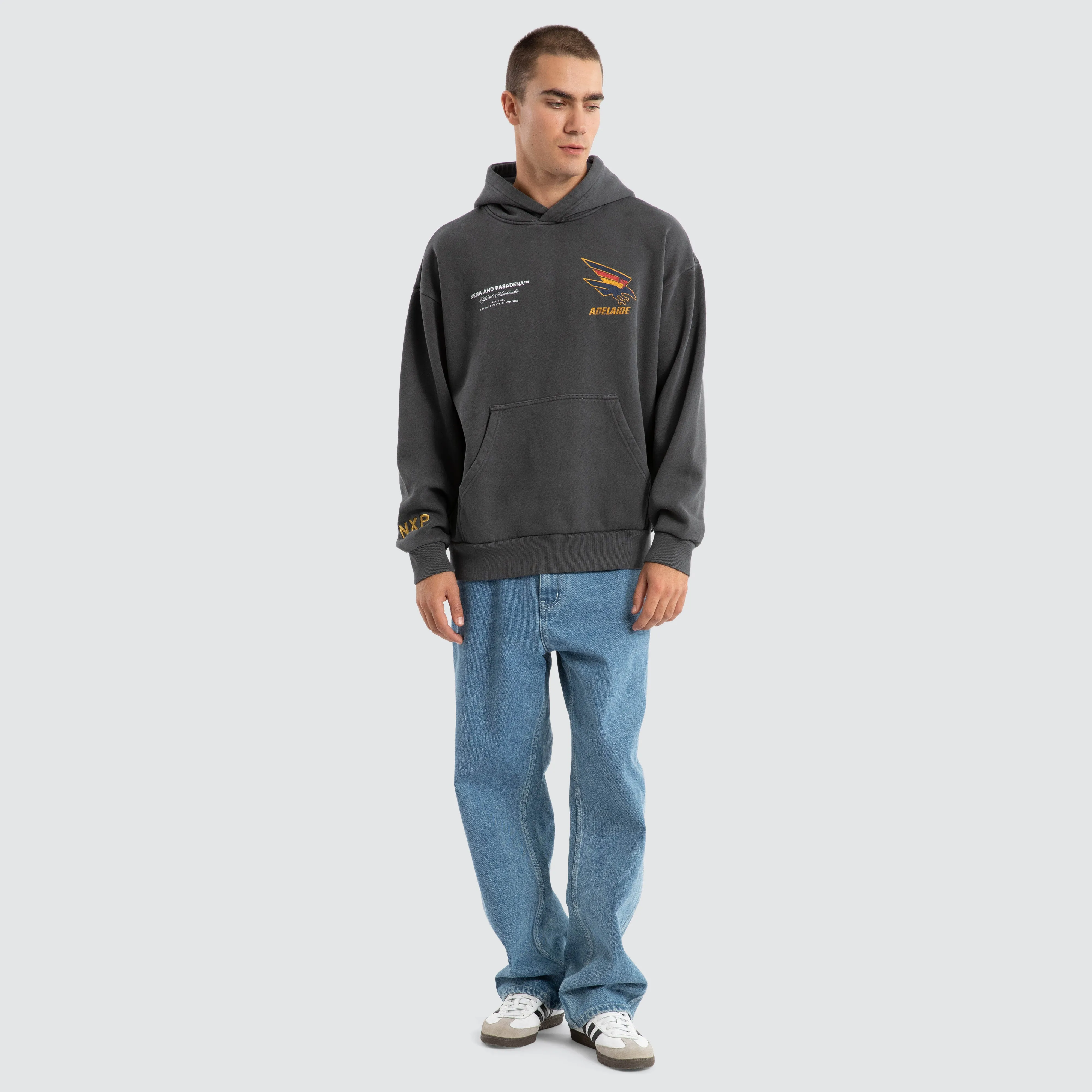 Adelaide Crows AFL Vintage Hoodie Pigment Asphalt