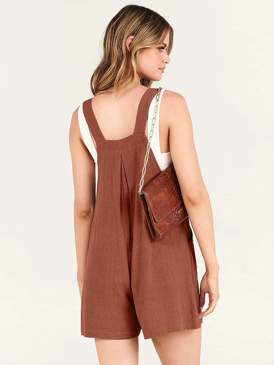 Adjustable Wide Leg Pocket Short Overalls Romper (Buy 2 Vip Shipping)