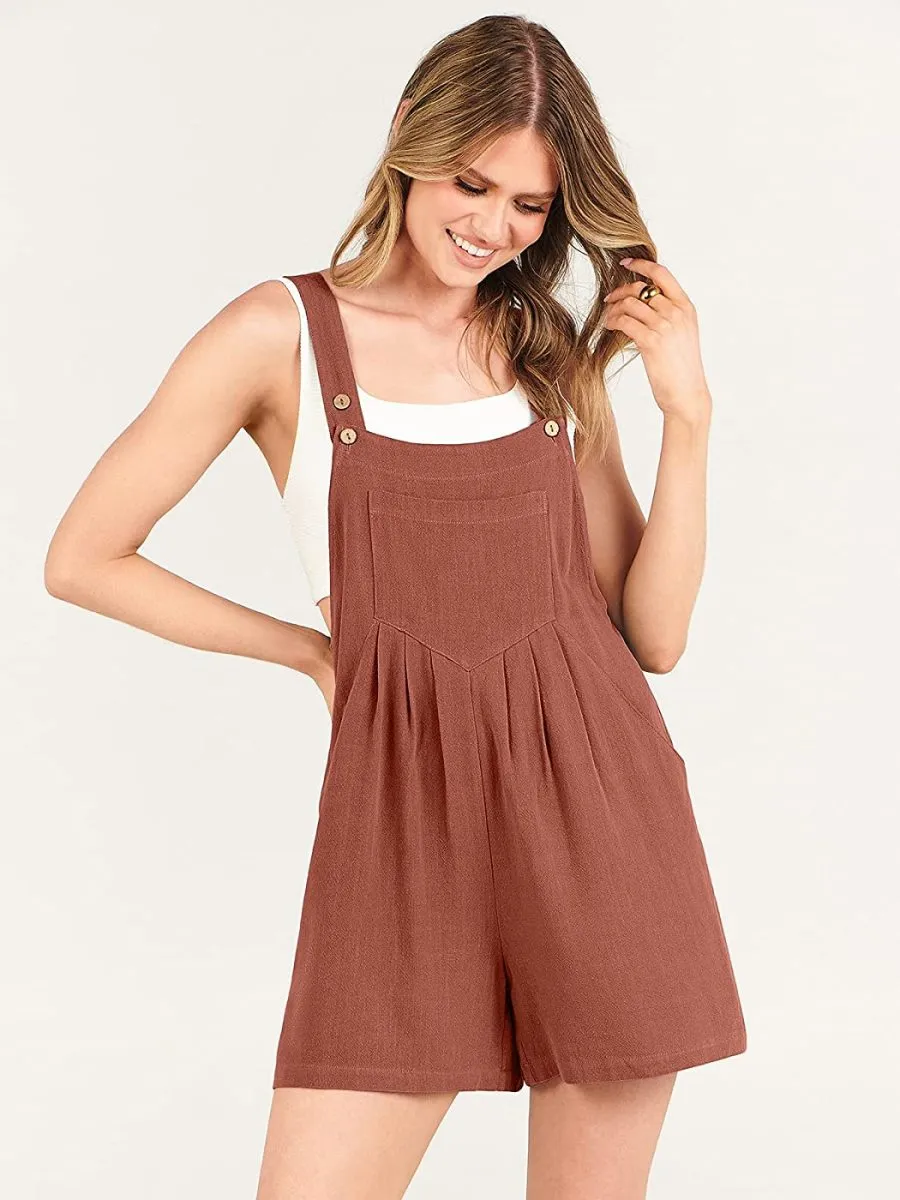 Adjustable Wide Leg Pocket Short Overalls Romper (Buy 2 Vip Shipping)