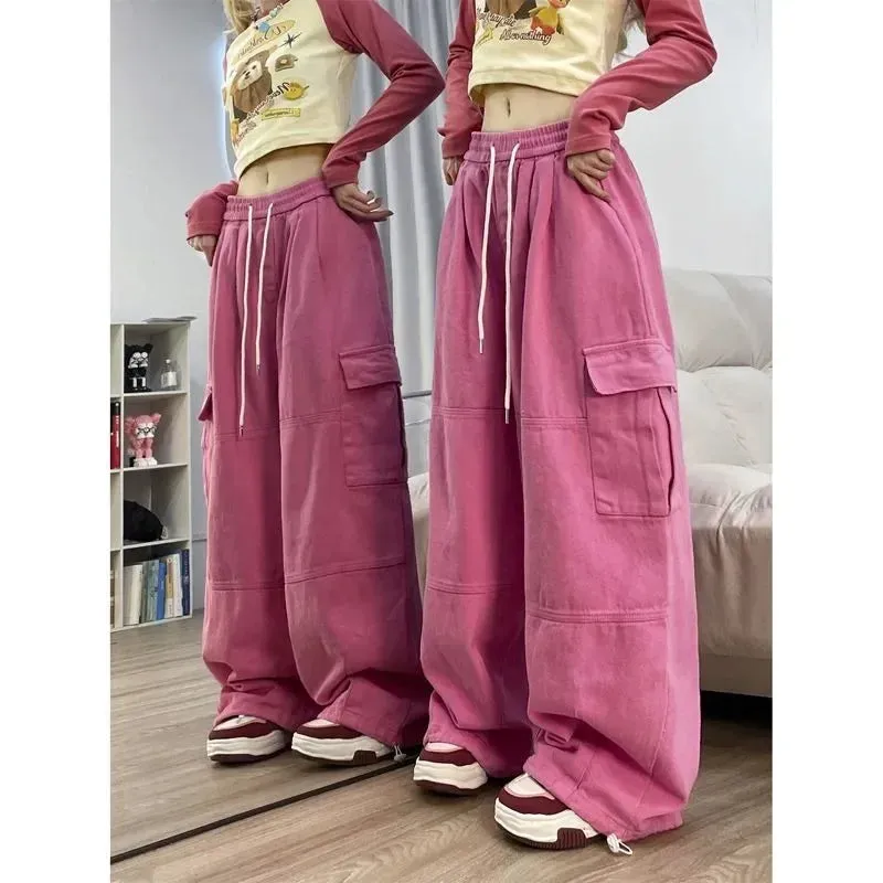 ADVBRIDGE  -  Cool Drag Dopamine Dark Blue Overalls Men and Women Thickened Loose Wide-leg Mopping Pants Autumn and Winter Casual Pants Tide