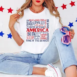 America Words Colorful | Garment Dyed Short Sleeve Tee
