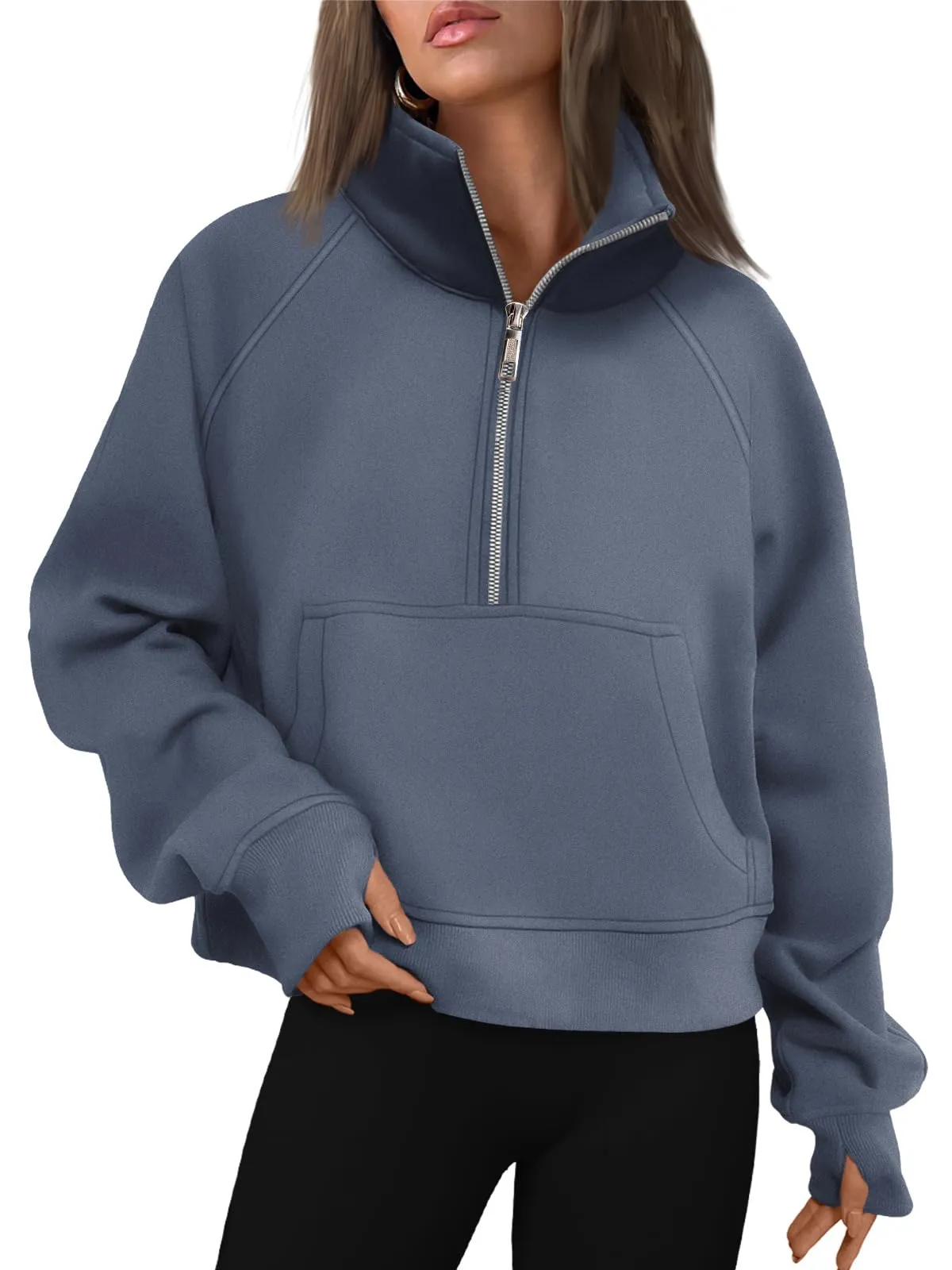 AUTOMET Womens Sweatshirts Half Zip Cropped Pullover Fleece Quarter Zipper Hoodies 2024 Fall Fashion Outfits Clothes