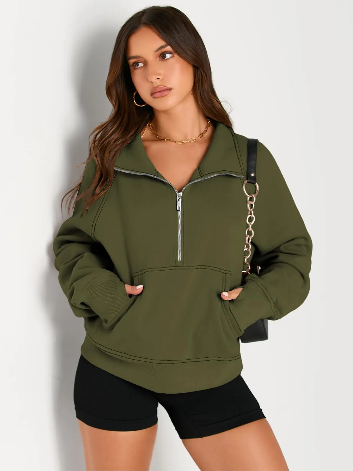 AUTOMET Womens Sweatshirts Half Zip Cropped Pullover Fleece Quarter Zipper Hoodies 2024 Fall Fashion Outfits Clothes