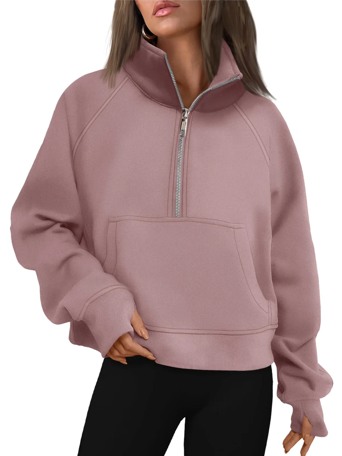 AUTOMET Womens Sweatshirts Half Zip Cropped Pullover Fleece Quarter Zipper Hoodies 2024 Fall Fashion Outfits Clothes