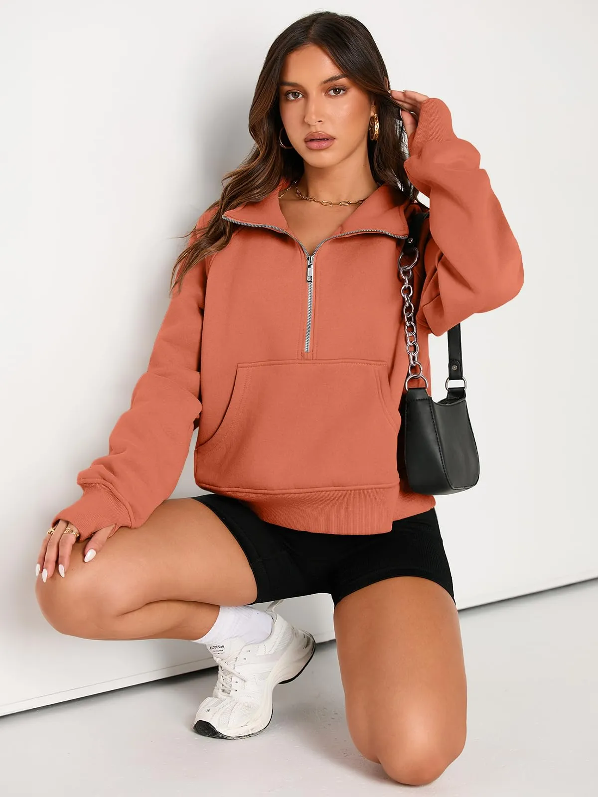 AUTOMET Womens Sweatshirts Half Zip Cropped Pullover Fleece Quarter Zipper Hoodies 2024 Fall Fashion Outfits Clothes