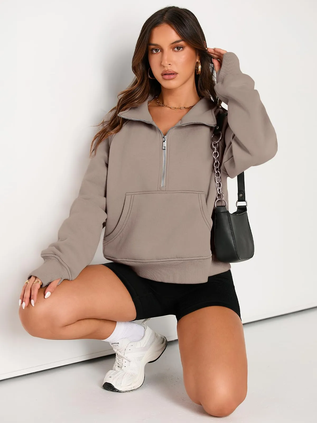 AUTOMET Womens Sweatshirts Half Zip Cropped Pullover Fleece Quarter Zipper Hoodies 2024 Fall Fashion Outfits Clothes