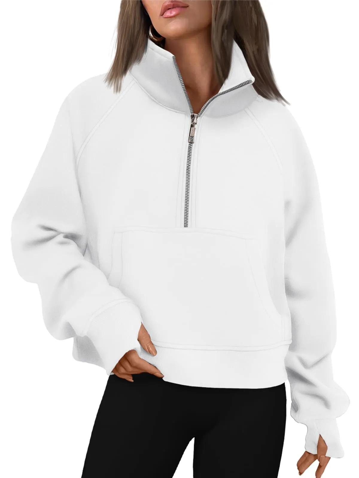 AUTOMET Womens Sweatshirts Half Zip Cropped Pullover Fleece Quarter Zipper Hoodies 2024 Fall Fashion Outfits Clothes