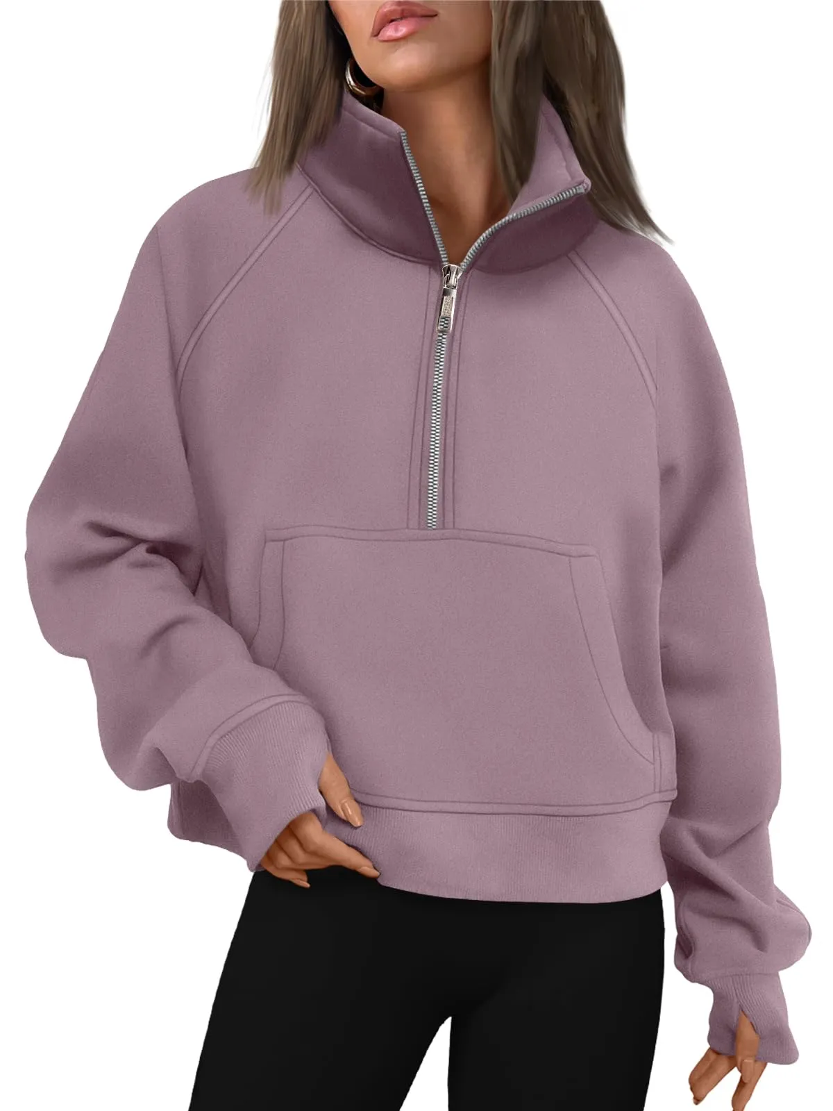AUTOMET Womens Sweatshirts Half Zip Cropped Pullover Fleece Quarter Zipper Hoodies 2024 Fall Fashion Outfits Clothes
