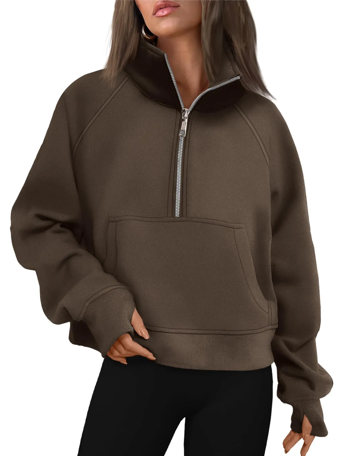 AUTOMET Womens Sweatshirts Half Zip Cropped Pullover Fleece Quarter Zipper Hoodies 2024 Fall Fashion Outfits Clothes
