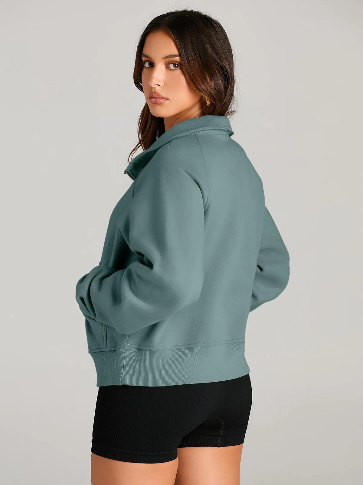 AUTOMET Womens Sweatshirts Half Zip Cropped Pullover Fleece Quarter Zipper Hoodies 2024 Fall Fashion Outfits Clothes