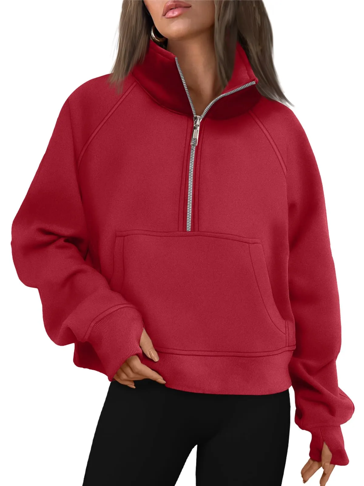 AUTOMET Womens Sweatshirts Half Zip Cropped Pullover Fleece Quarter Zipper Hoodies 2024 Fall Fashion Outfits Clothes
