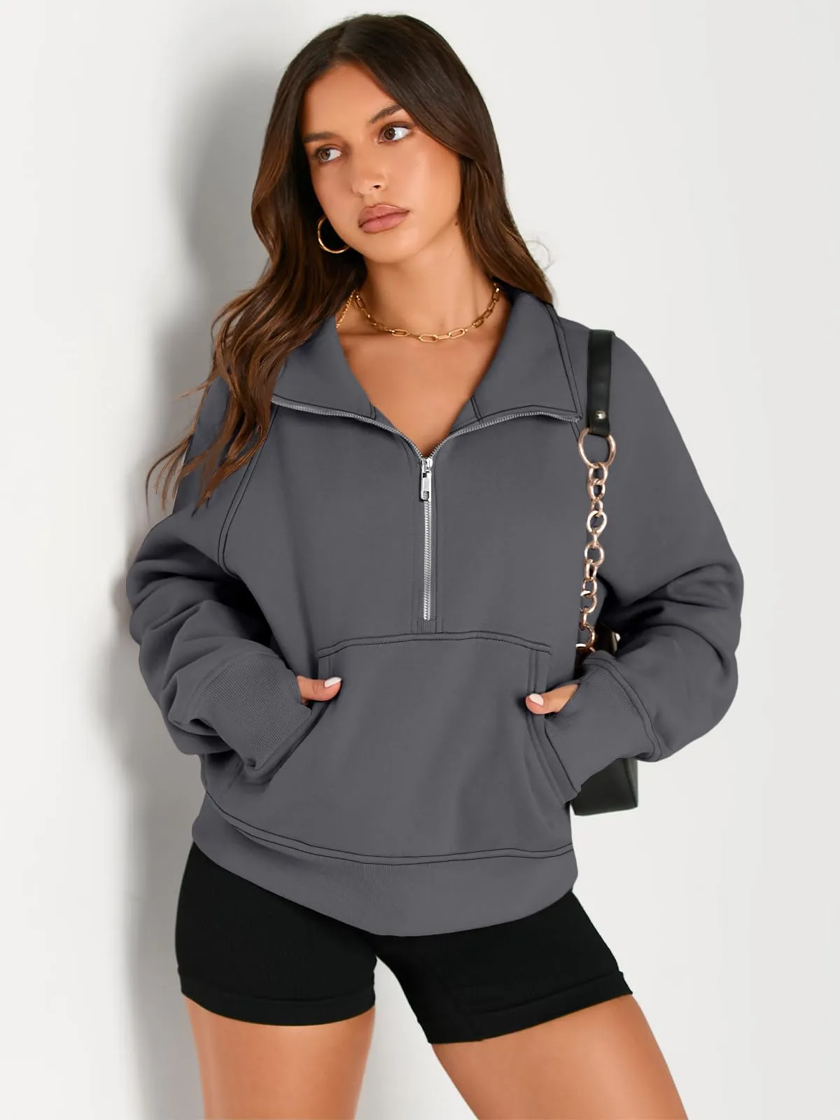 AUTOMET Womens Sweatshirts Half Zip Cropped Pullover Fleece Quarter Zipper Hoodies 2024 Fall Fashion Outfits Clothes
