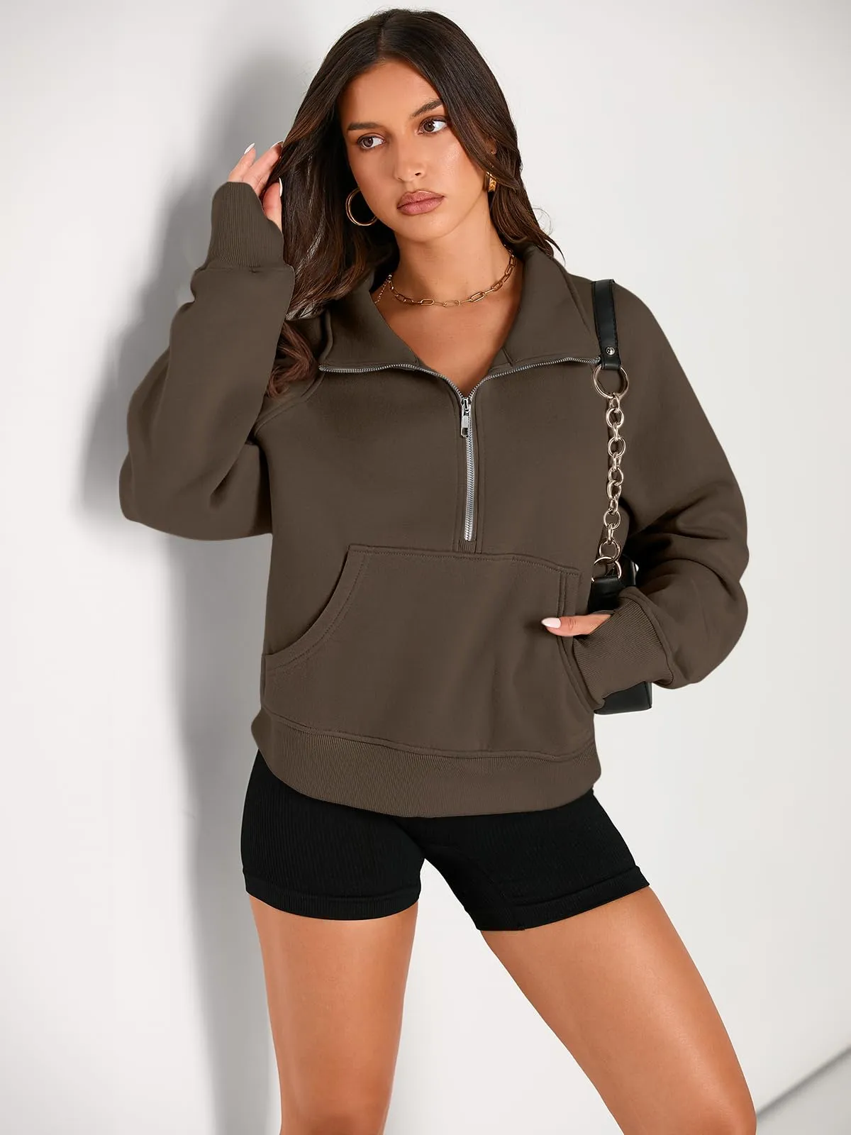 AUTOMET Womens Sweatshirts Half Zip Cropped Pullover Fleece Quarter Zipper Hoodies 2024 Fall Fashion Outfits Clothes