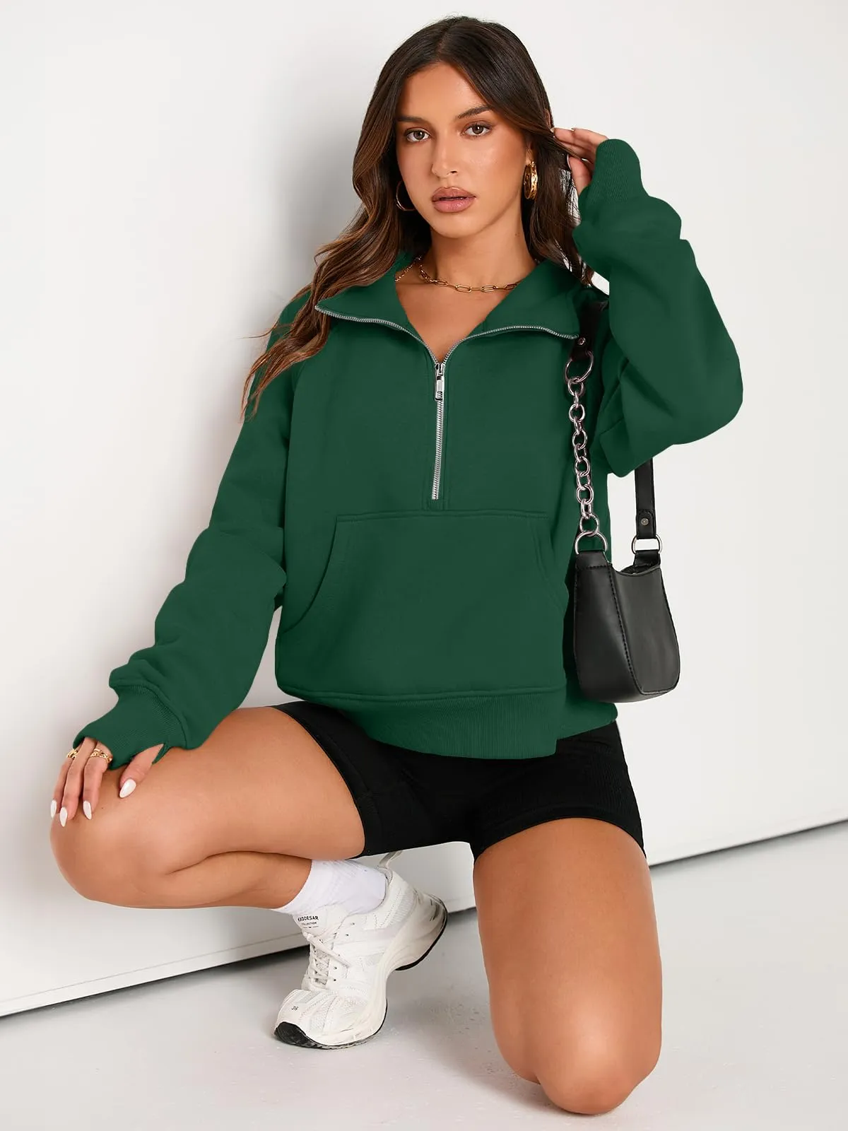 AUTOMET Womens Sweatshirts Half Zip Cropped Pullover Fleece Quarter Zipper Hoodies 2024 Fall Fashion Outfits Clothes