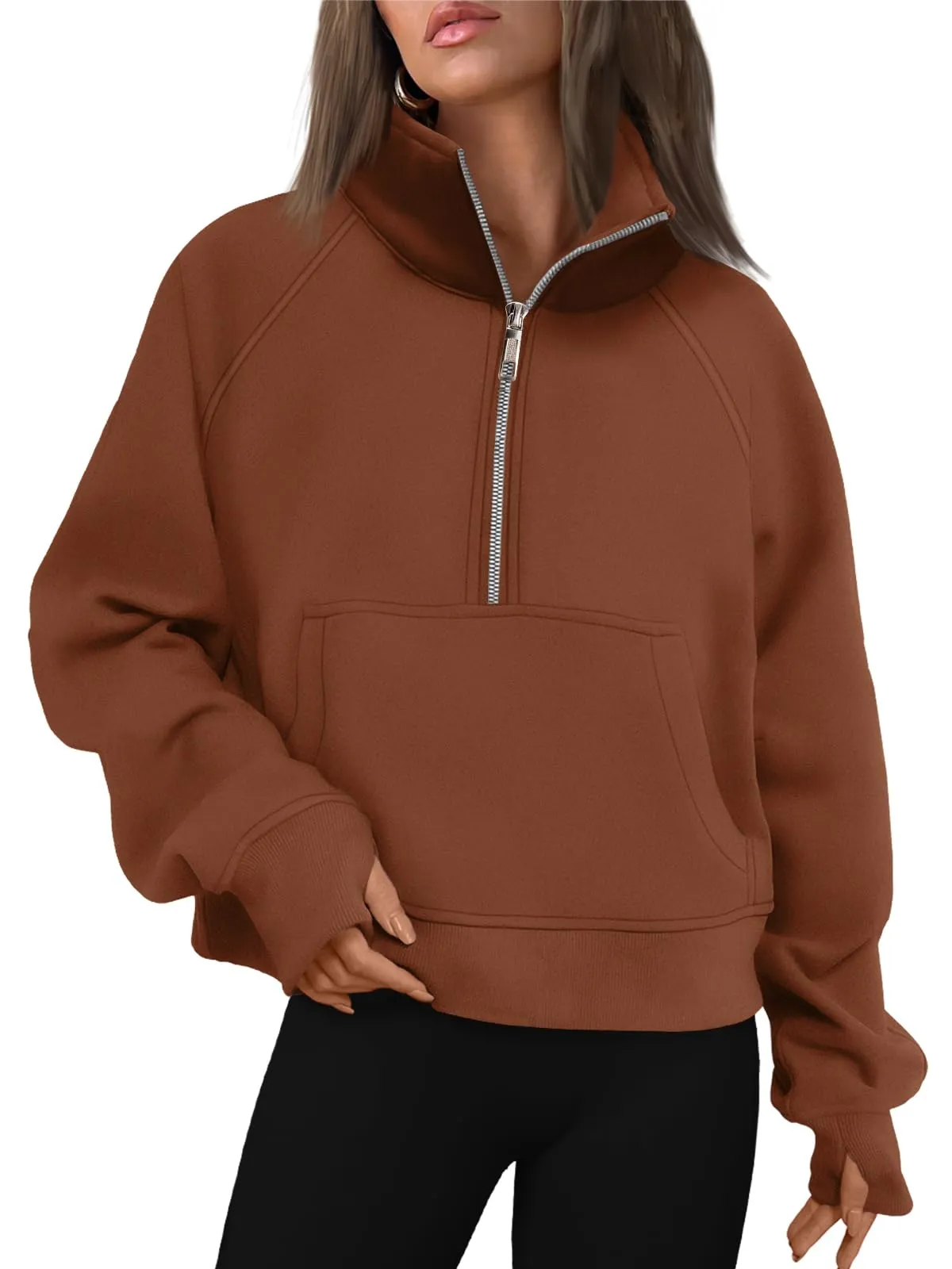 AUTOMET Womens Sweatshirts Half Zip Cropped Pullover Fleece Quarter Zipper Hoodies 2024 Fall Fashion Outfits Clothes