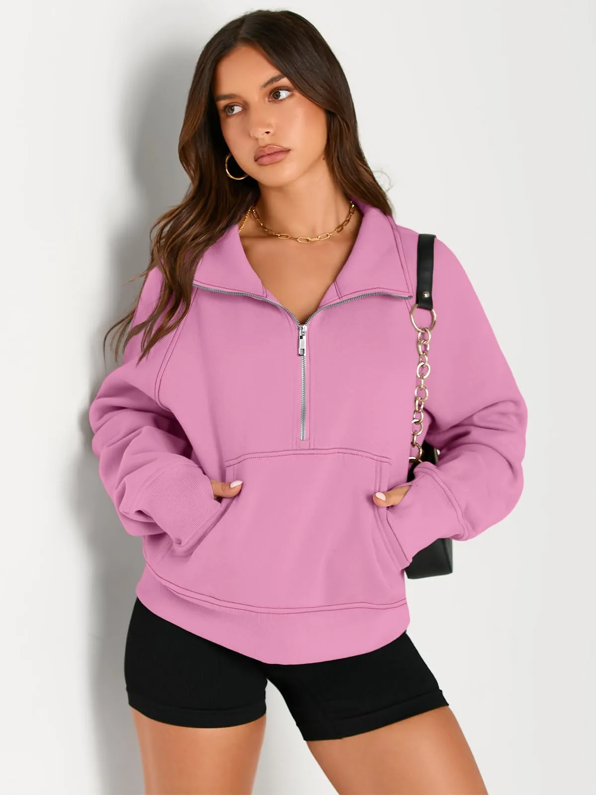 AUTOMET Womens Sweatshirts Half Zip Cropped Pullover Fleece Quarter Zipper Hoodies 2024 Fall Fashion Outfits Clothes