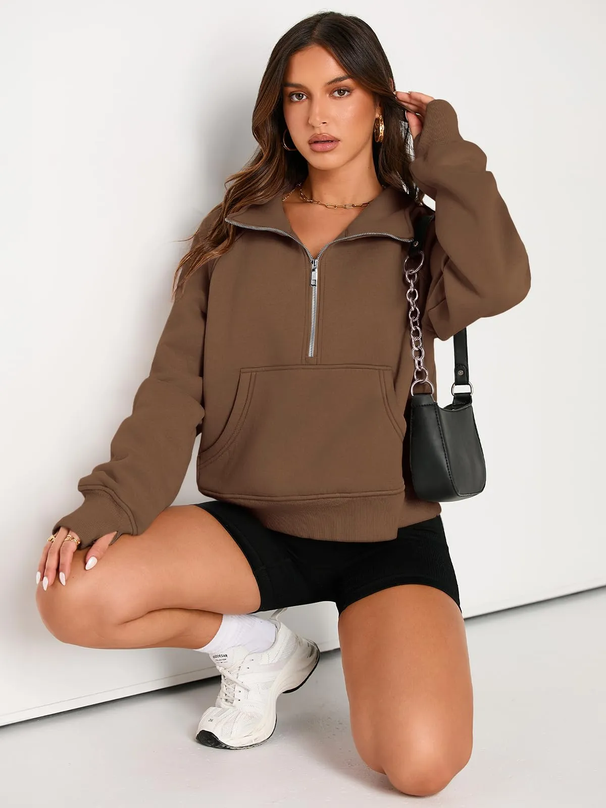 AUTOMET Womens Sweatshirts Half Zip Cropped Pullover Fleece Quarter Zipper Hoodies 2024 Fall Fashion Outfits Clothes