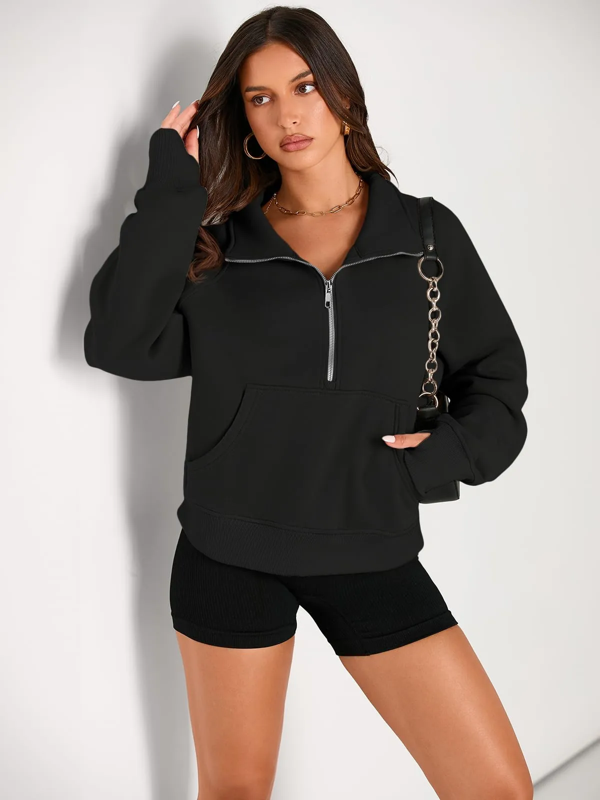 AUTOMET Womens Sweatshirts Half Zip Cropped Pullover Fleece Quarter Zipper Hoodies 2024 Fall Fashion Outfits Clothes
