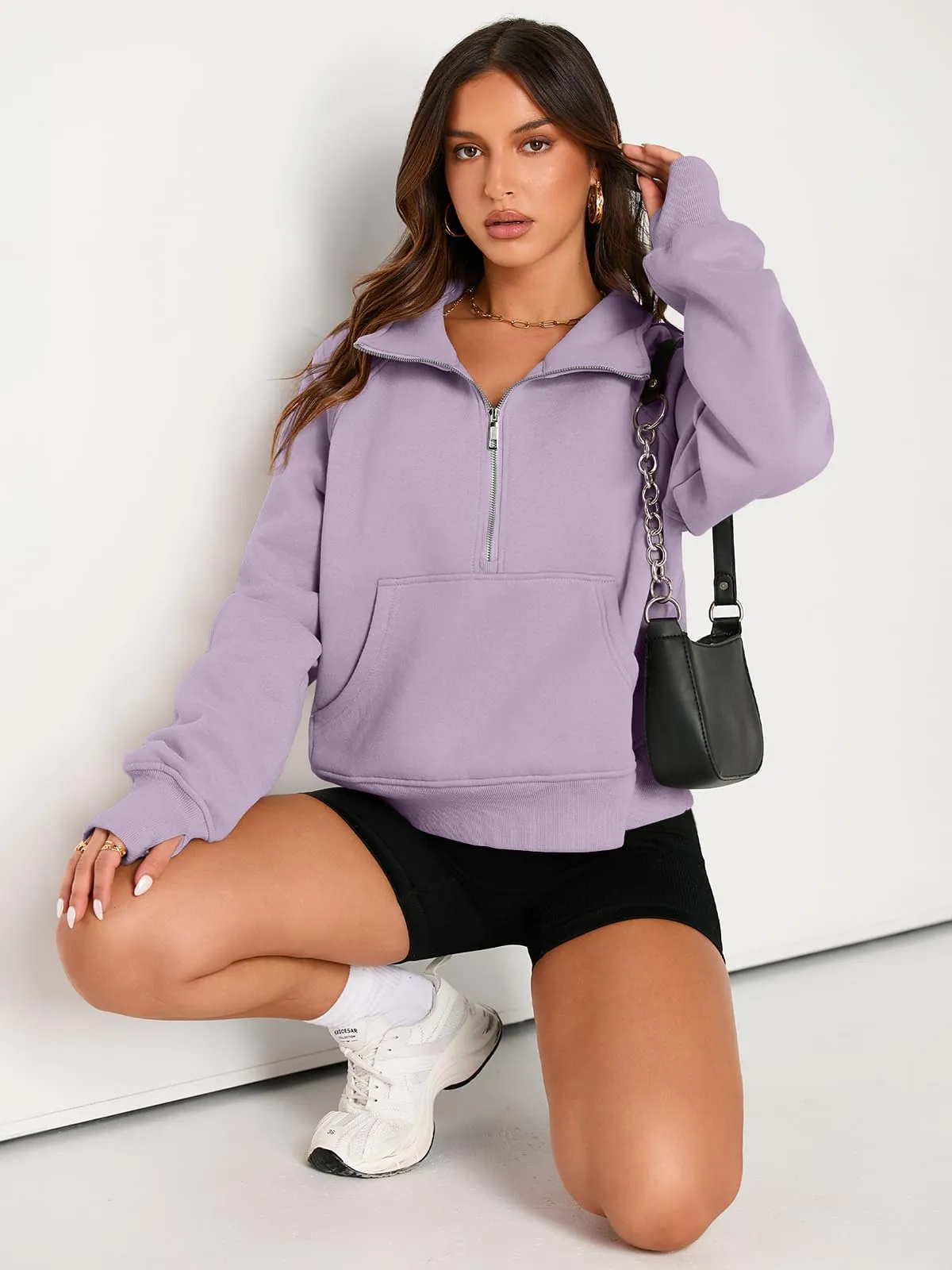 AUTOMET Womens Sweatshirts Half Zip Cropped Pullover Fleece Quarter Zipper Hoodies 2024 Fall Fashion Outfits Clothes