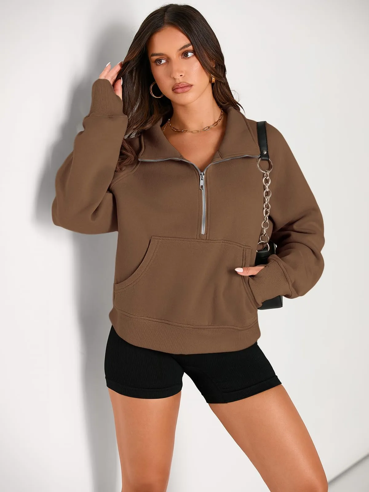 AUTOMET Womens Sweatshirts Half Zip Cropped Pullover Fleece Quarter Zipper Hoodies 2024 Fall Fashion Outfits Clothes