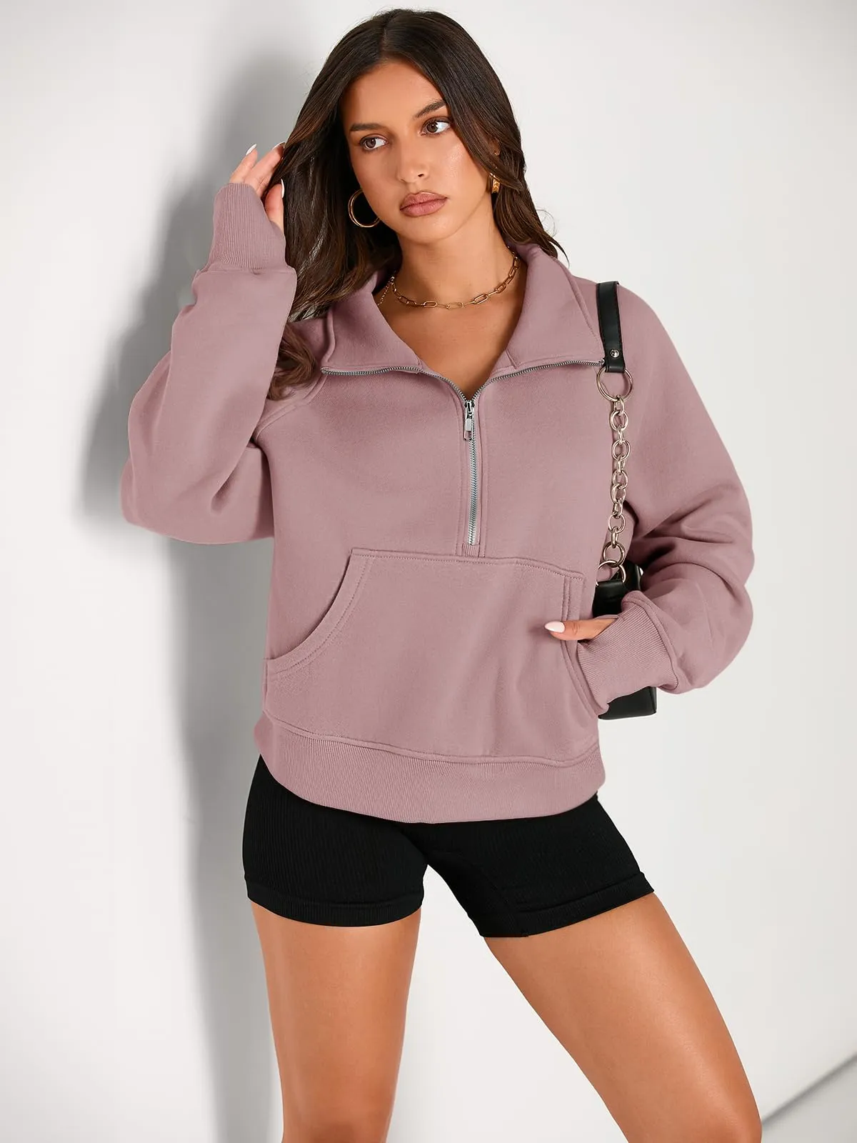 AUTOMET Womens Sweatshirts Half Zip Cropped Pullover Fleece Quarter Zipper Hoodies 2024 Fall Fashion Outfits Clothes