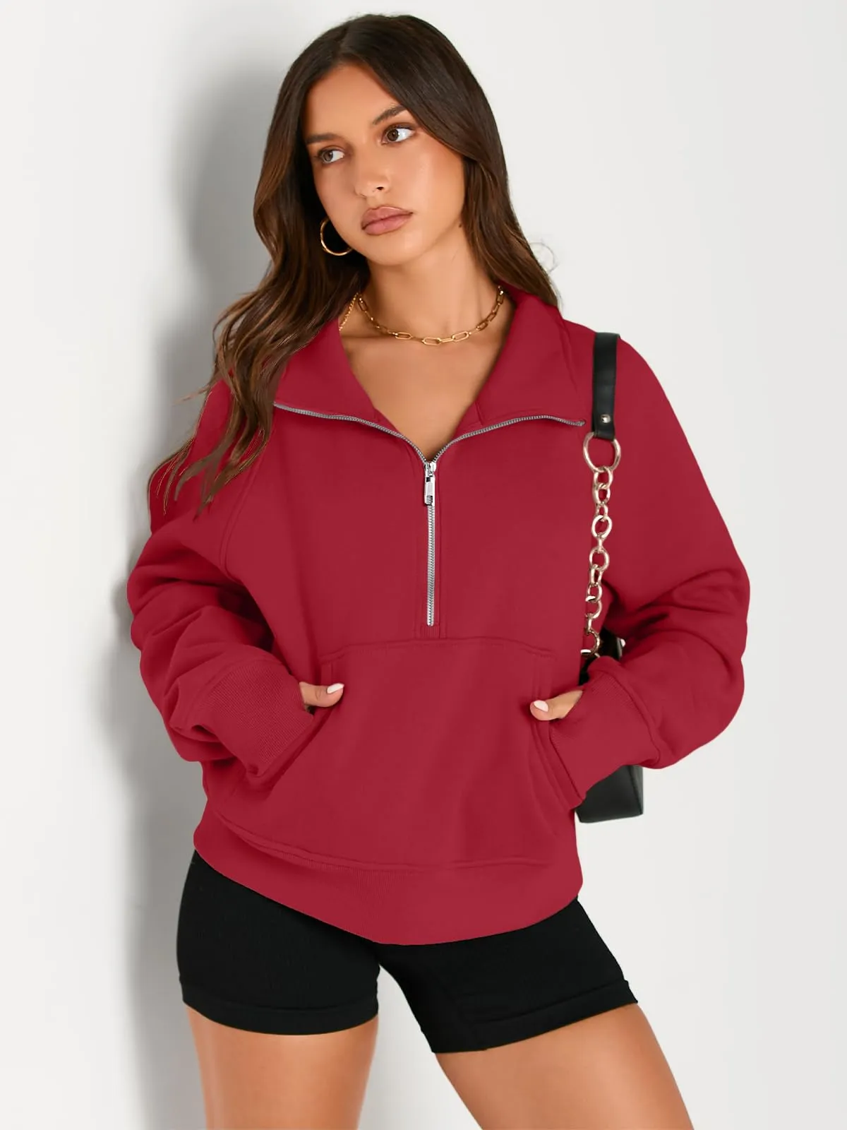 AUTOMET Womens Sweatshirts Half Zip Cropped Pullover Fleece Quarter Zipper Hoodies 2024 Fall Fashion Outfits Clothes