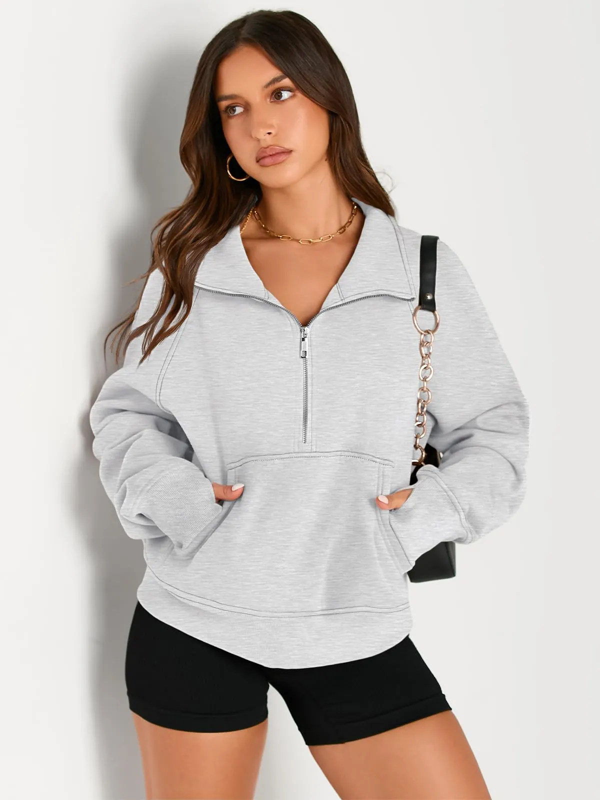 AUTOMET Womens Sweatshirts Half Zip Cropped Pullover Fleece Quarter Zipper Hoodies 2024 Fall Fashion Outfits Clothes