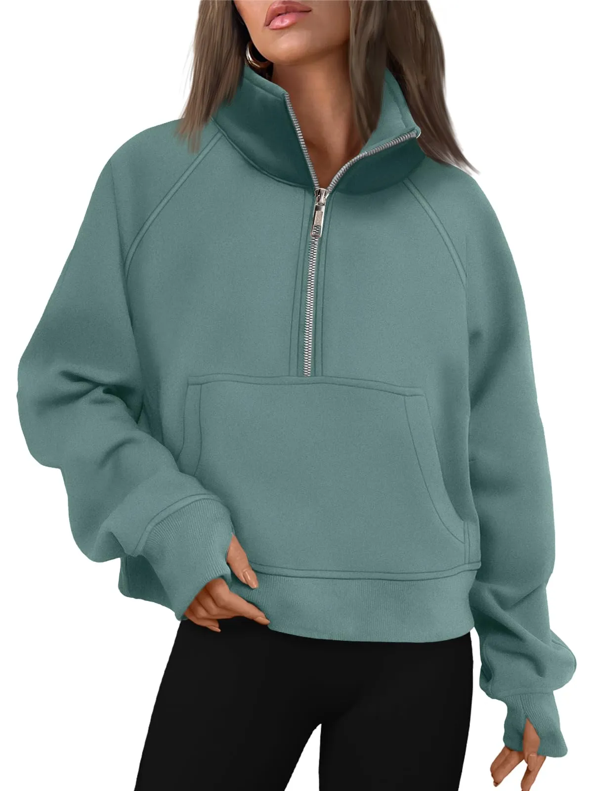 AUTOMET Womens Sweatshirts Half Zip Cropped Pullover Fleece Quarter Zipper Hoodies 2024 Fall Fashion Outfits Clothes