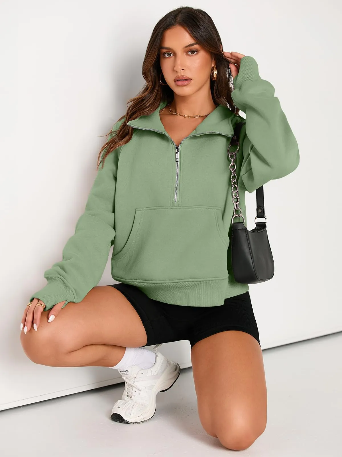 AUTOMET Womens Sweatshirts Half Zip Cropped Pullover Fleece Quarter Zipper Hoodies 2024 Fall Fashion Outfits Clothes