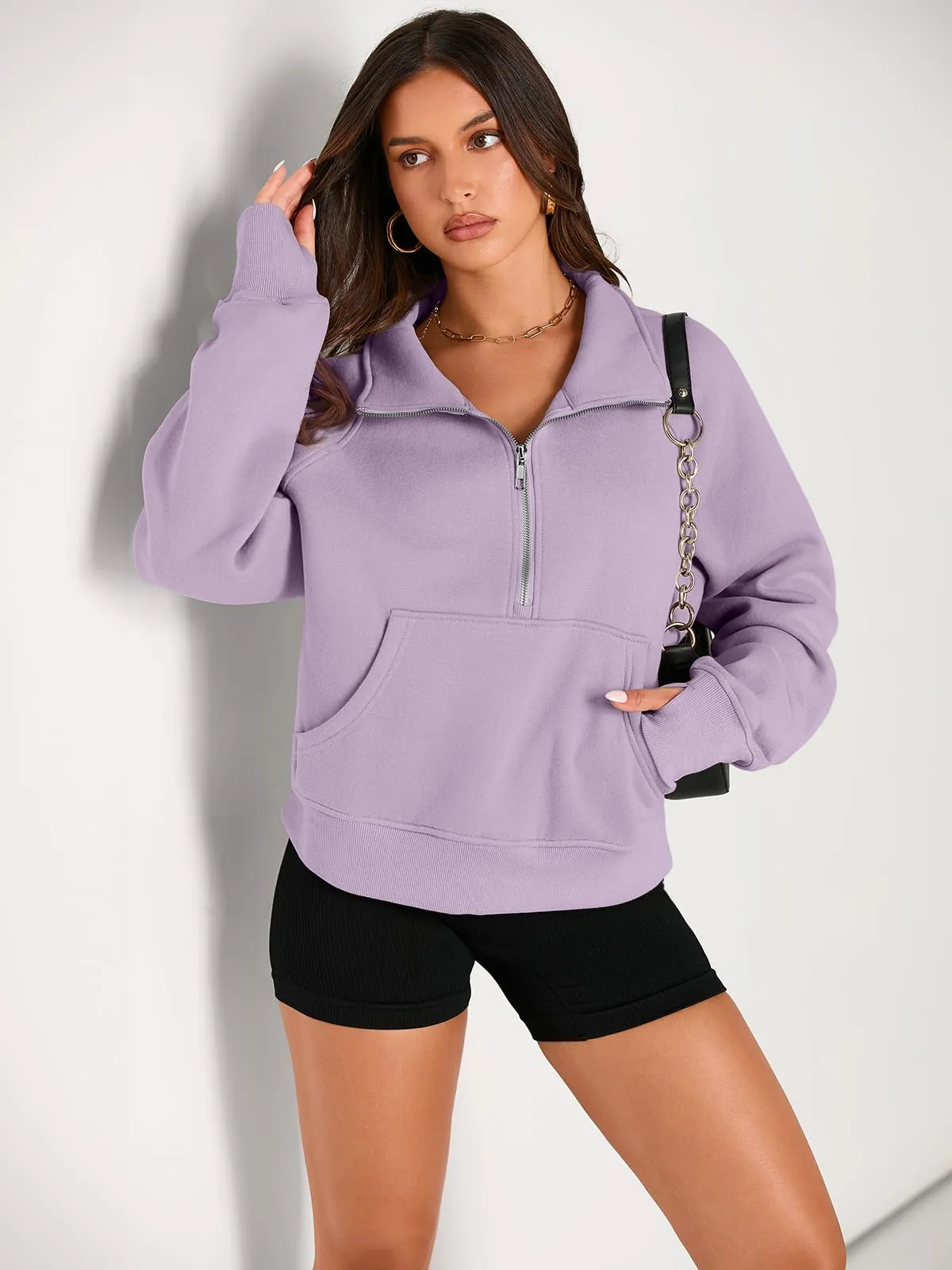 AUTOMET Womens Sweatshirts Half Zip Cropped Pullover Fleece Quarter Zipper Hoodies 2024 Fall Fashion Outfits Clothes