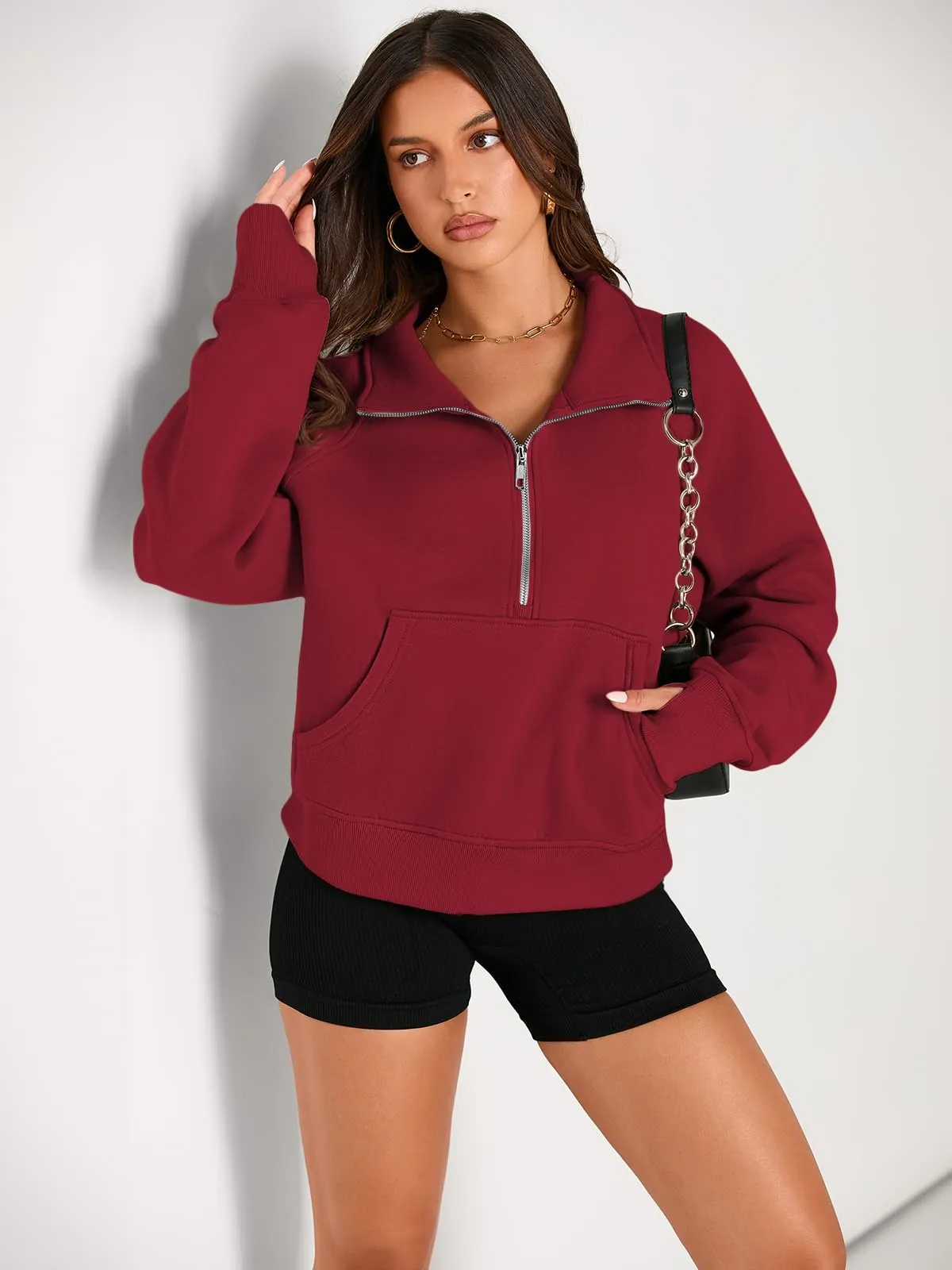 AUTOMET Womens Sweatshirts Half Zip Cropped Pullover Fleece Quarter Zipper Hoodies 2024 Fall Fashion Outfits Clothes
