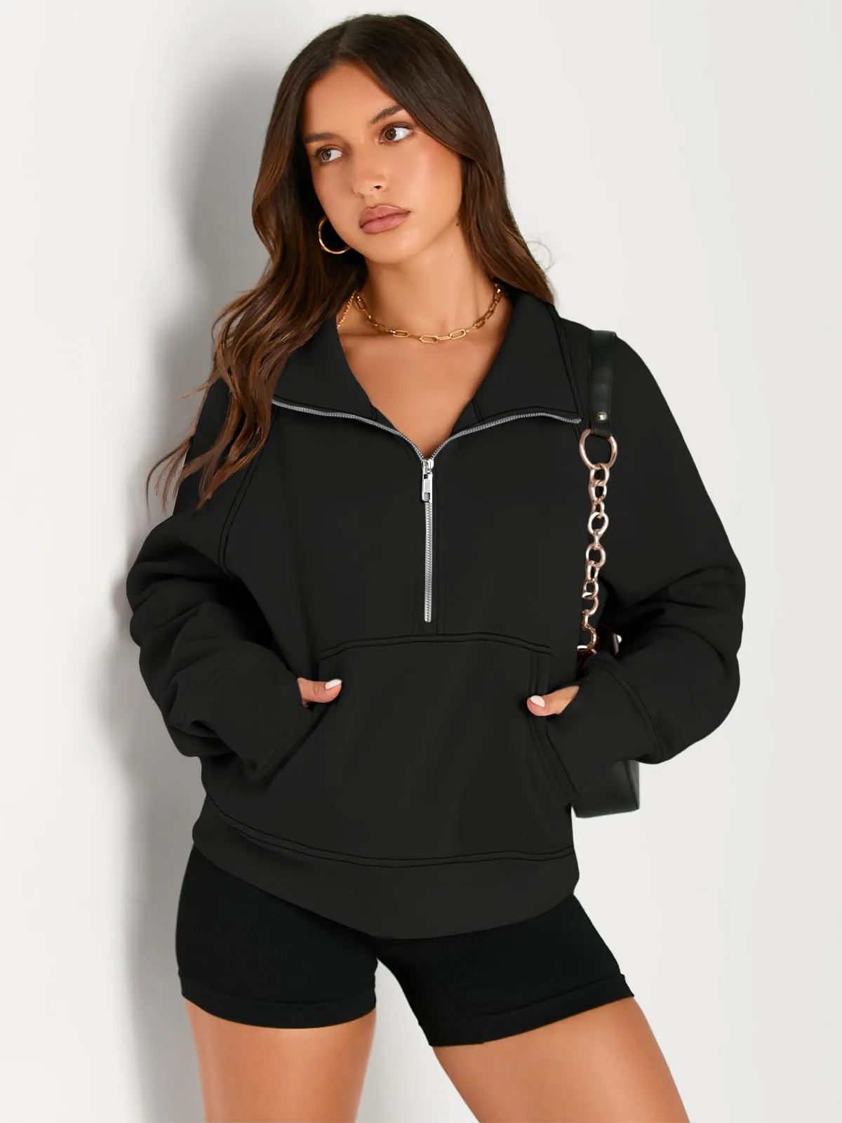 AUTOMET Womens Sweatshirts Half Zip Cropped Pullover Fleece Quarter Zipper Hoodies 2024 Fall Fashion Outfits Clothes