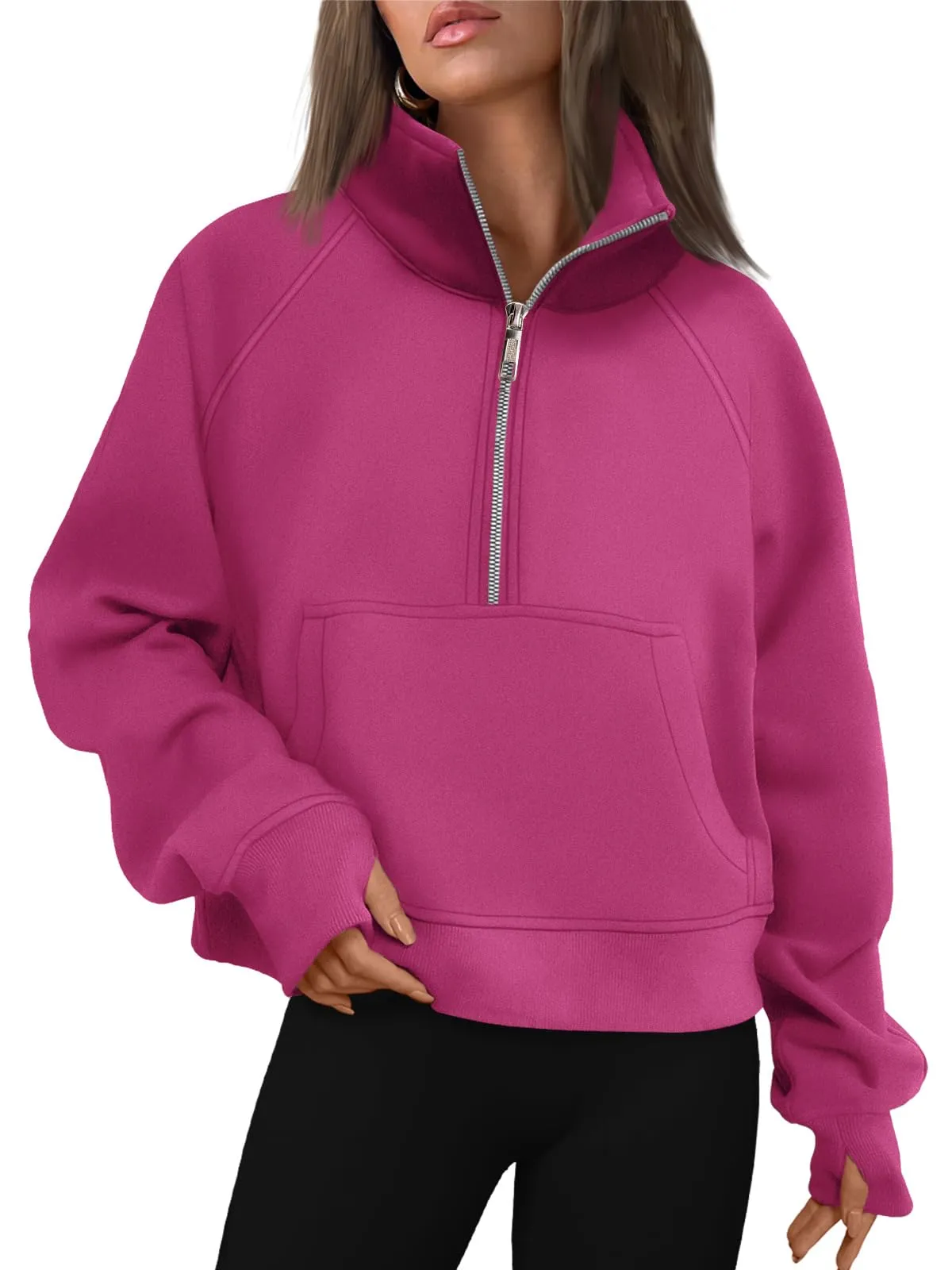 AUTOMET Womens Sweatshirts Half Zip Cropped Pullover Fleece Quarter Zipper Hoodies 2024 Fall Fashion Outfits Clothes