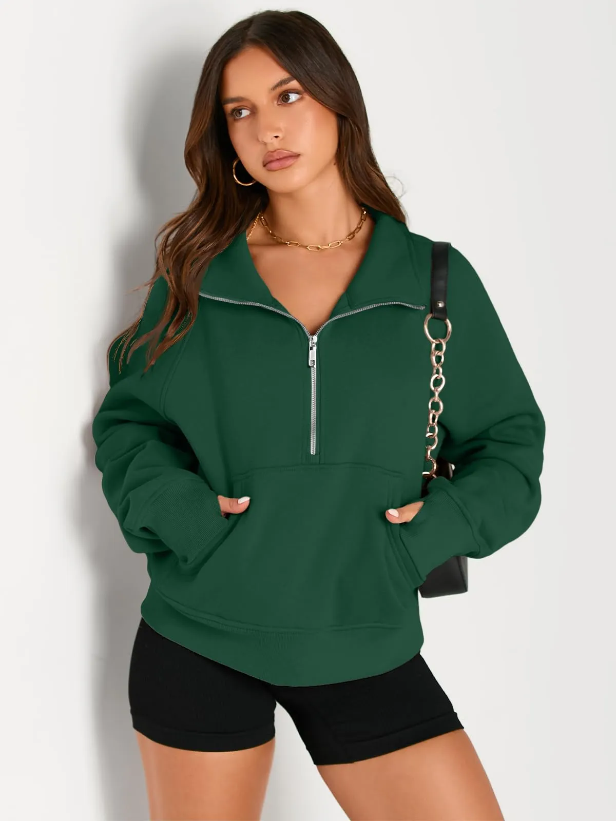 AUTOMET Womens Sweatshirts Half Zip Cropped Pullover Fleece Quarter Zipper Hoodies 2024 Fall Fashion Outfits Clothes