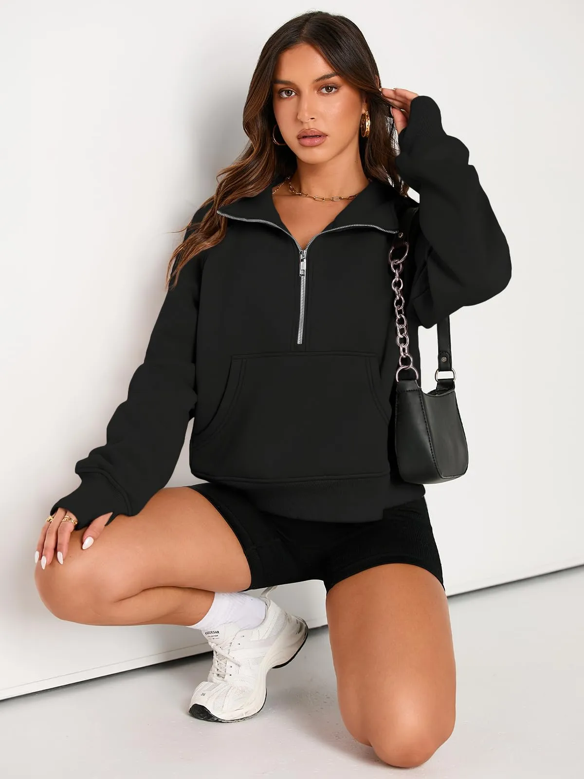 AUTOMET Womens Sweatshirts Half Zip Cropped Pullover Fleece Quarter Zipper Hoodies 2024 Fall Fashion Outfits Clothes