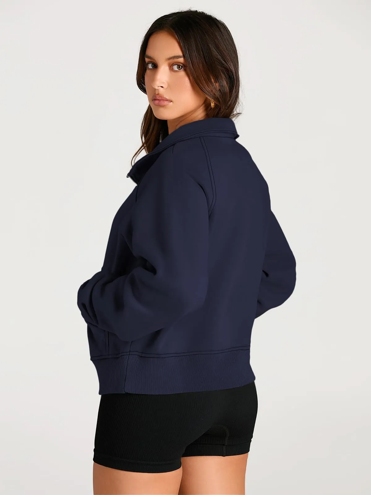 AUTOMET Womens Sweatshirts Half Zip Cropped Pullover Fleece Quarter Zipper Hoodies 2024 Fall Fashion Outfits Clothes
