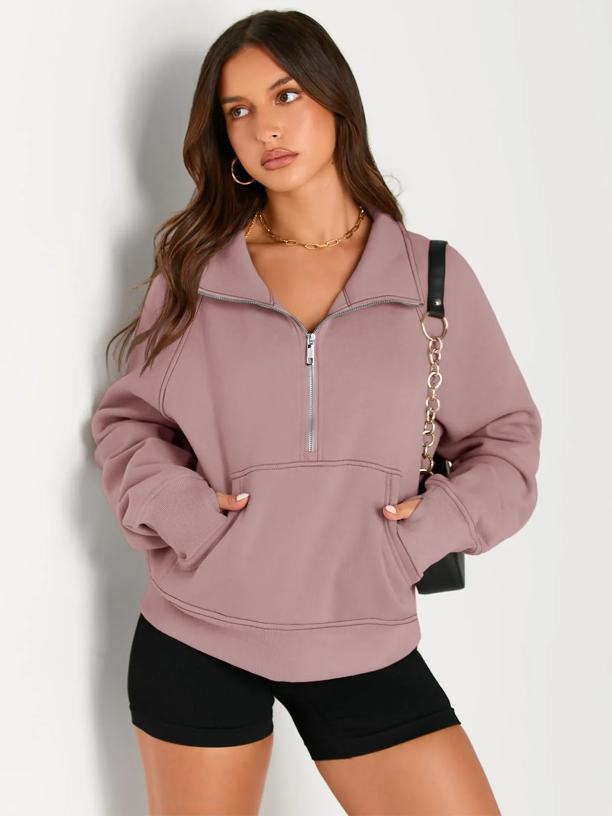 AUTOMET Womens Sweatshirts Half Zip Cropped Pullover Fleece Quarter Zipper Hoodies 2024 Fall Fashion Outfits Clothes