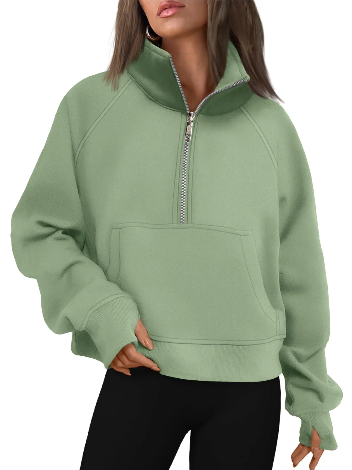 AUTOMET Womens Sweatshirts Half Zip Cropped Pullover Fleece Quarter Zipper Hoodies 2024 Fall Fashion Outfits Clothes