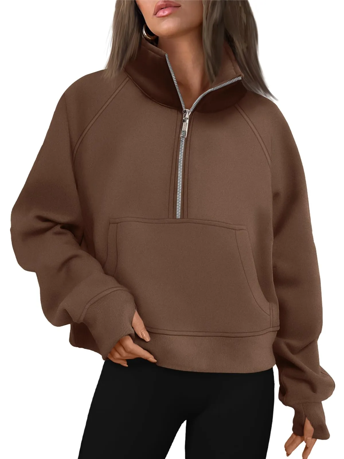 AUTOMET Womens Sweatshirts Half Zip Cropped Pullover Fleece Quarter Zipper Hoodies 2024 Fall Fashion Outfits Clothes