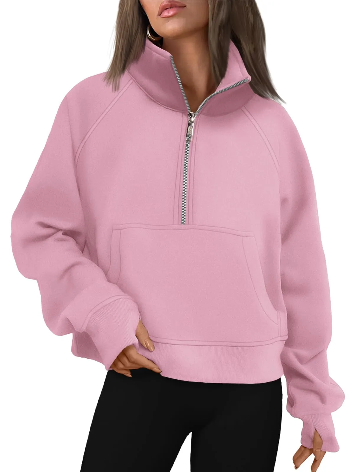 AUTOMET Womens Sweatshirts Half Zip Cropped Pullover Fleece Quarter Zipper Hoodies 2024 Fall Fashion Outfits Clothes
