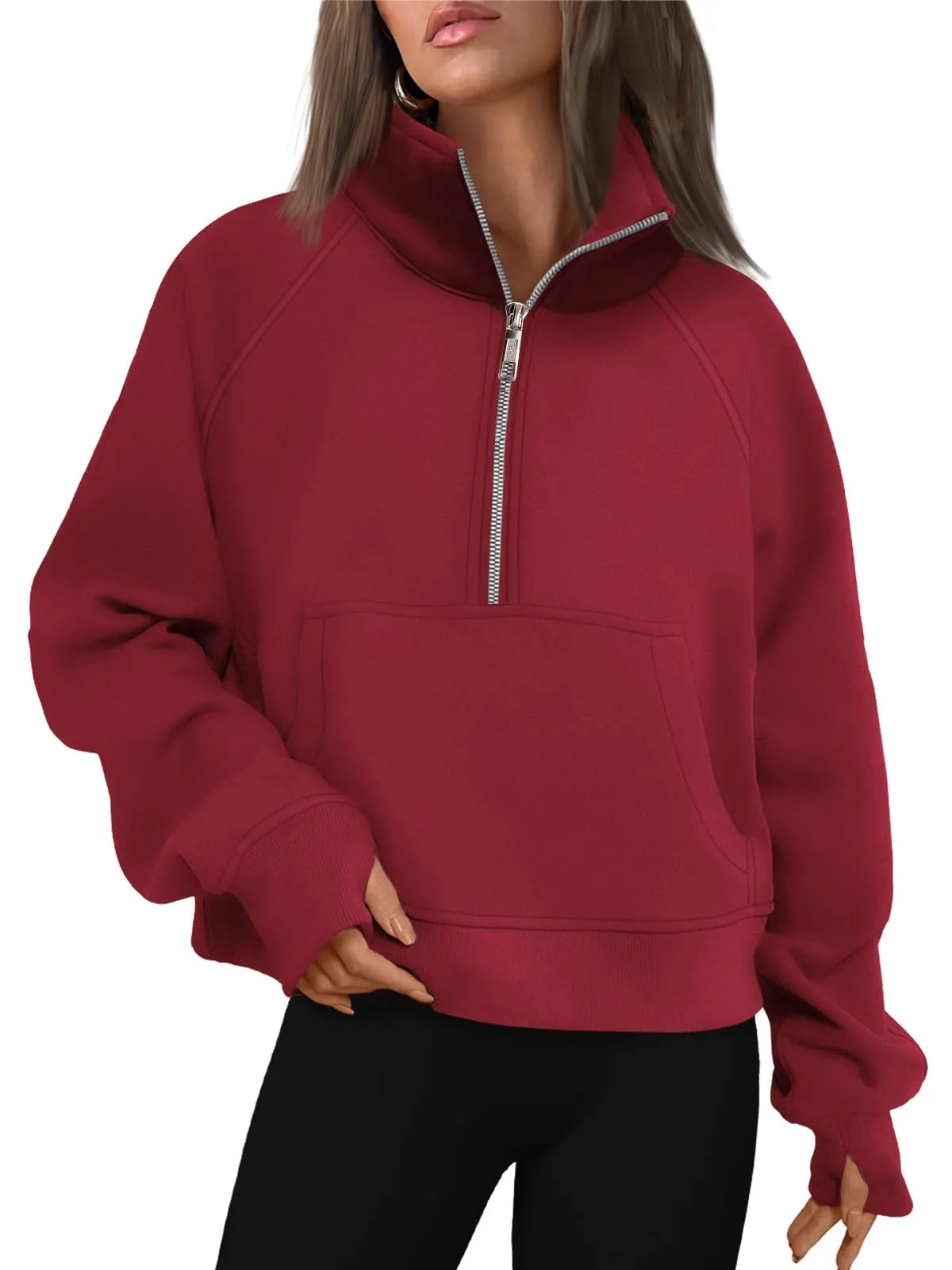 AUTOMET Womens Sweatshirts Half Zip Cropped Pullover Fleece Quarter Zipper Hoodies 2024 Fall Fashion Outfits Clothes