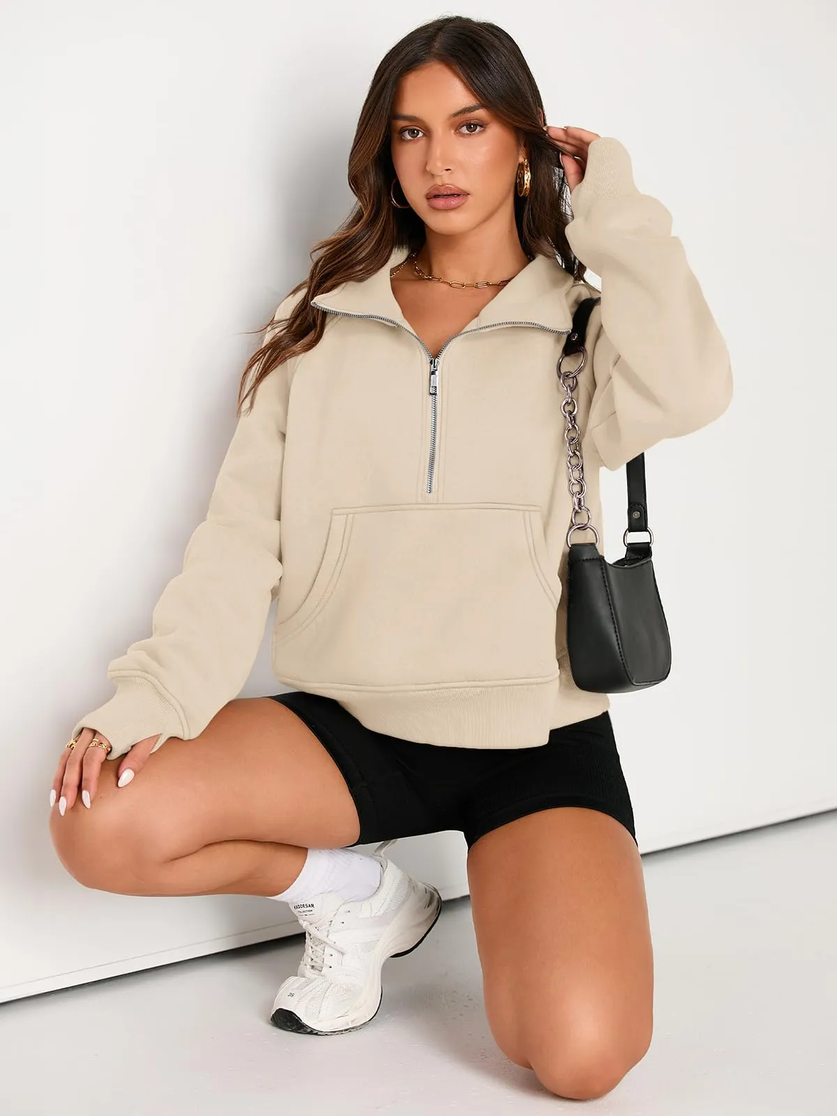 AUTOMET Womens Sweatshirts Half Zip Cropped Pullover Fleece Quarter Zipper Hoodies 2024 Fall Fashion Outfits Clothes